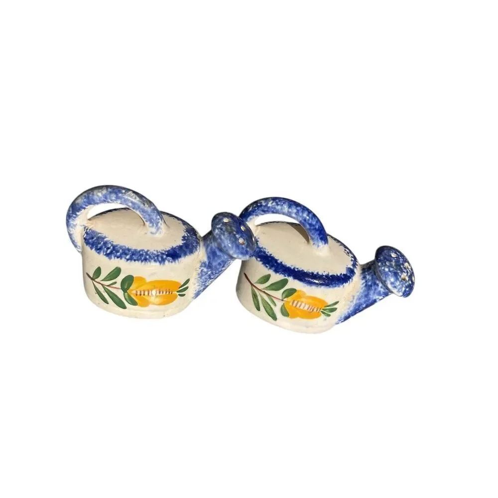 Vintage Desvres Water Pitcher Ceramic Art Seasoning Shakers Salt and Pepper Made